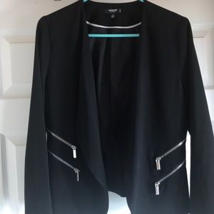 Black open blazer with zippers